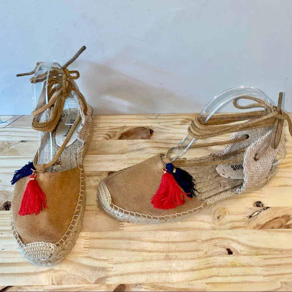 Soludos Espadrille Gladiator Tassel Tan Sandals - Picture 2 of 7